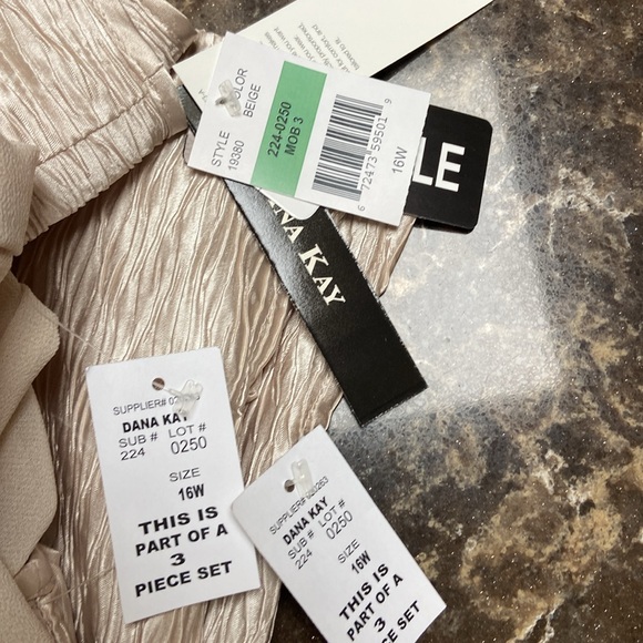 Dana Kay skirt set sz 16 W beige evening NWT jacket shell skirt - Picture 9 of 11